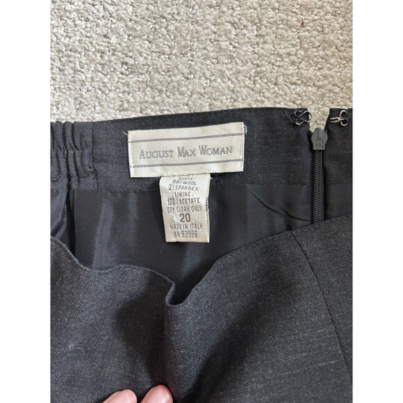 August Max Woman Skirt 20 Gray Wool Blend Made in Italy Pencil Knee Length VTG - Picture 3 of 4